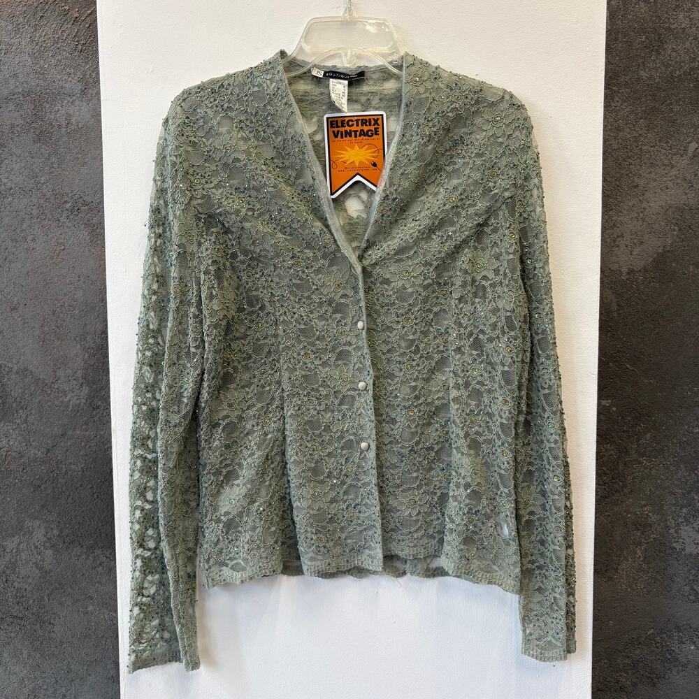 JS Boutique Vintage Floral Beaded Cardigan